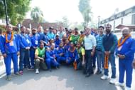 Uttarakhand CM Pushkar Singh Dhami honored the state's contingent bound for the Khelo Masters National Championship (Credits: Press Release)